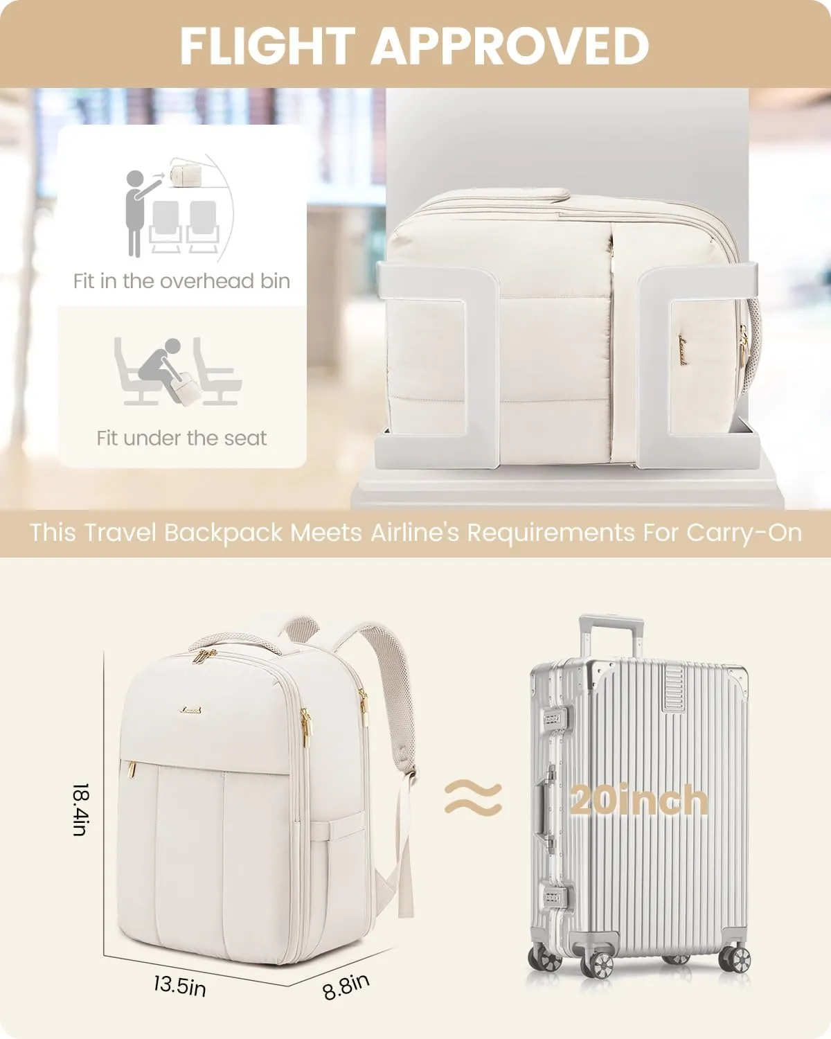 LOVEVOOK Travel Backpack for Women with Shoe Compartment, Puffer Carry on Backpack Flight Approved 40L Personal Item Travel Bag Fits 17inch Laptop, Waterproof Lightweight Bags with 3 Packing Cubes