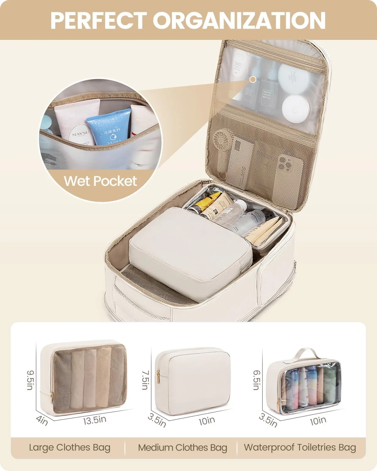 LOVEVOOK Travel Backpack for Women with Shoe Compartment, Puffer Carry on Backpack Flight Approved 40L Personal Item Travel Bag Fits 17inch Laptop, Waterproof Lightweight Bags with 3 Packing Cubes