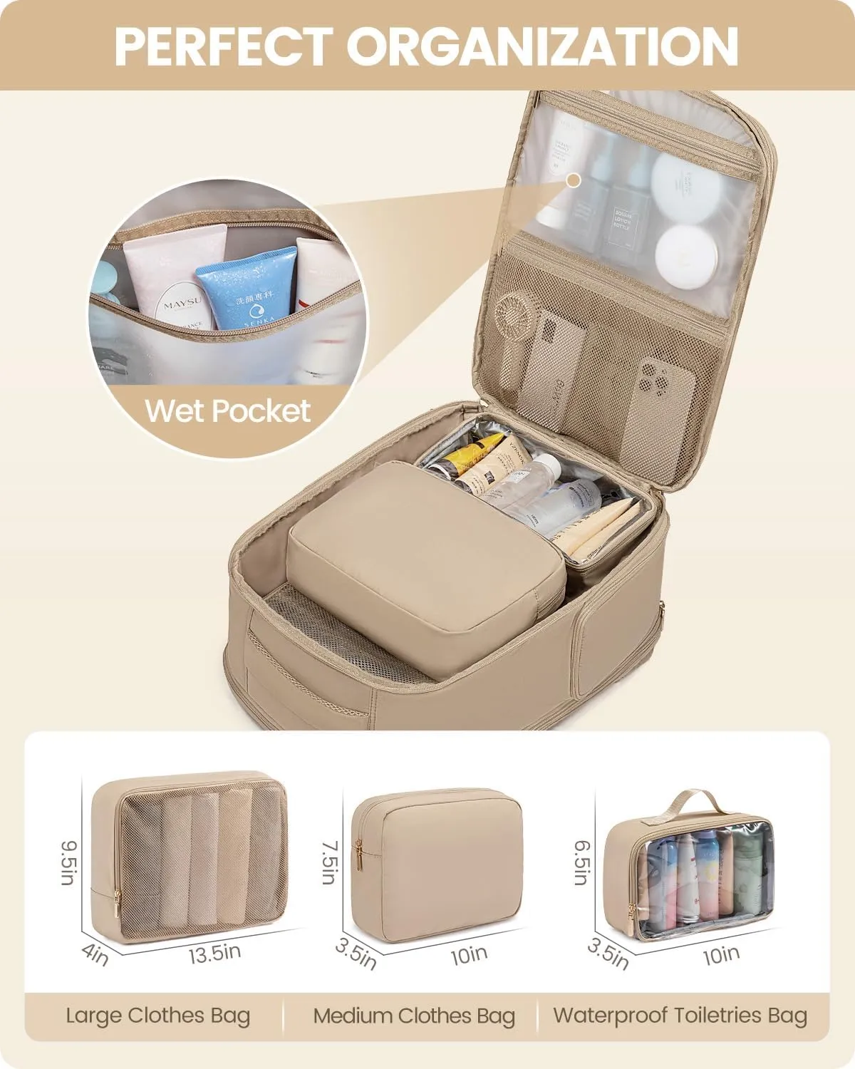 LOVEVOOK Travel Backpack for Women with Shoe Compartment, Puffer Carry on Backpack Flight Approved 50L Personal Item Travel Bag Fits 18inch Laptop, Waterproof Lightweight Bags with 3 Packing Cubes
