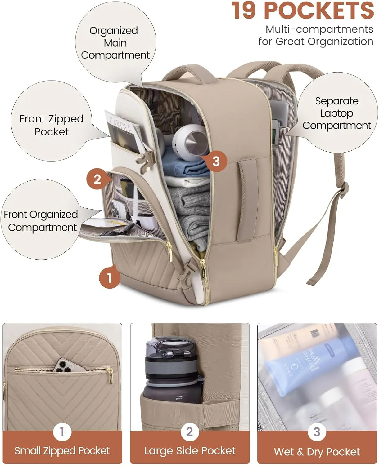 LOVEVOOK Travel Backpack for Women,40L Carry On Backpack for Airplanes,17.3 Inch Laptop Personal Item Travel Bag