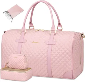LOVEVOOK Travel Duffle Weekender Bag for Women - Carry-On Overnight With Wet Pocket, Shoe and Toiletry Compartments - Quilted Gym and Hospital Bag for Labor and Delivery (18 Inch)