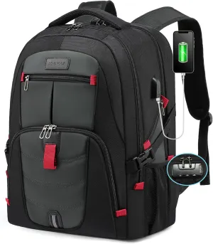 LOVEVOOK Travel Laptop Backpack Waterproof Anti Theft Backpack with Lock and USB Charging Port Large Computer Business Backpack for Men Women College Backpack (17 inch,DarkGrey