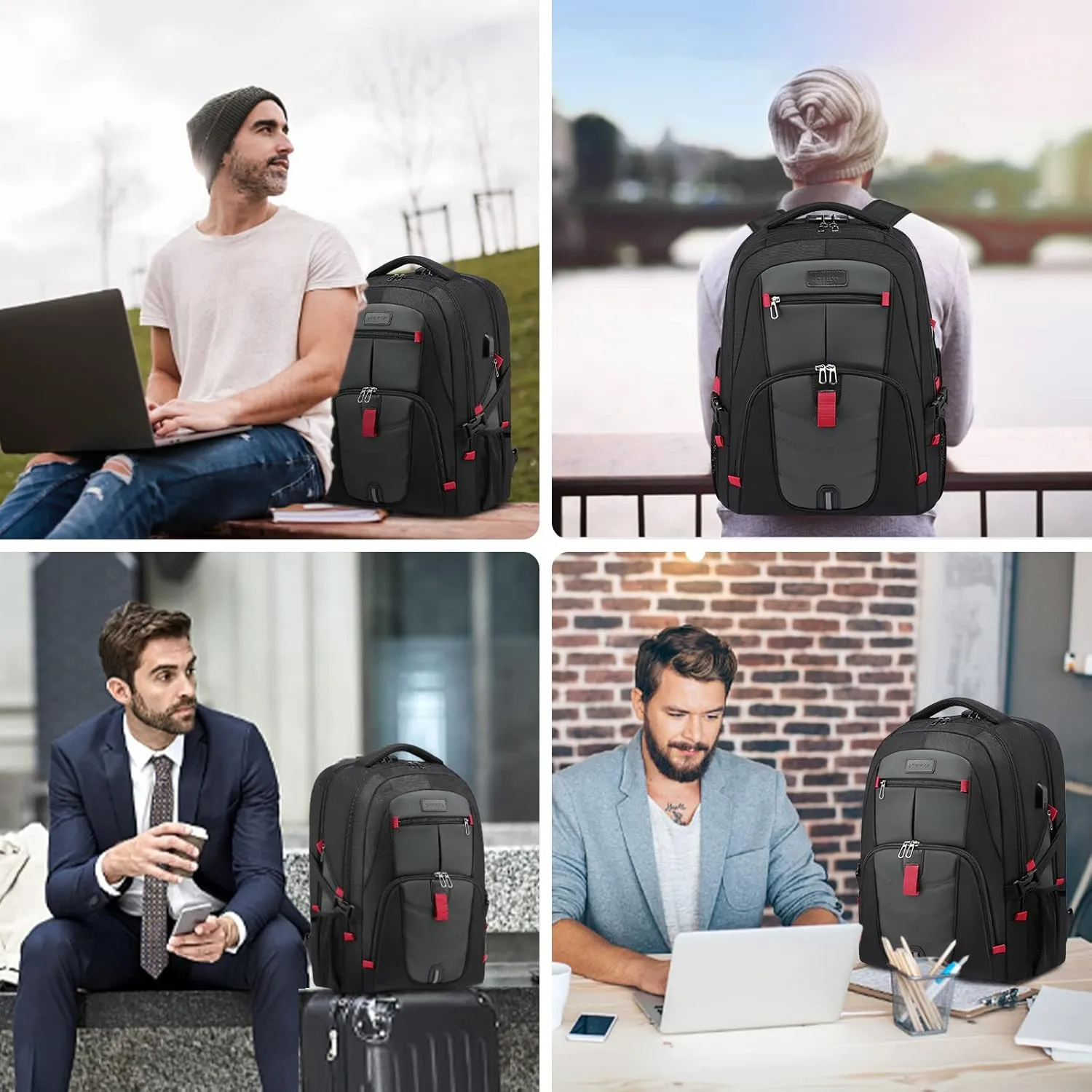 LOVEVOOK Travel Laptop Backpack Waterproof Anti Theft Backpack with Lock and USB Charging Port Large Computer Business Backpack for Men Women College Backpack (17 inch,DarkGrey