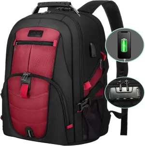 LOVEVOOK Travel Laptop Backpack Waterproof Anti Theft with Lock and USB Charging Port Large Computer Business Backpack for Men Women College (15.6 inch,Red)