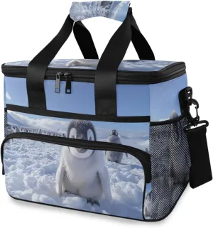 Lunch Bag Emperor Penguin Insulated Cooler Bag Reusable Lunch Box with Shoulder Strap for Picnic Hiking Camping Work
