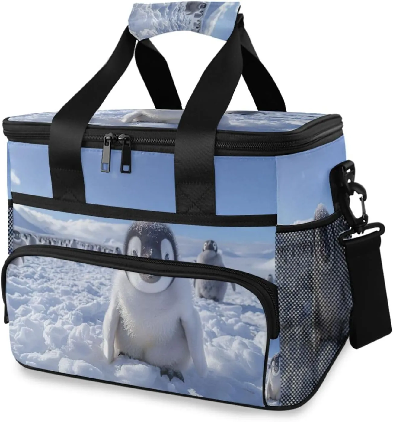 Lunch Bag Emperor Penguin Insulated Cooler Bag Reusable Lunch Box with Shoulder Strap for Picnic Hiking Camping Work