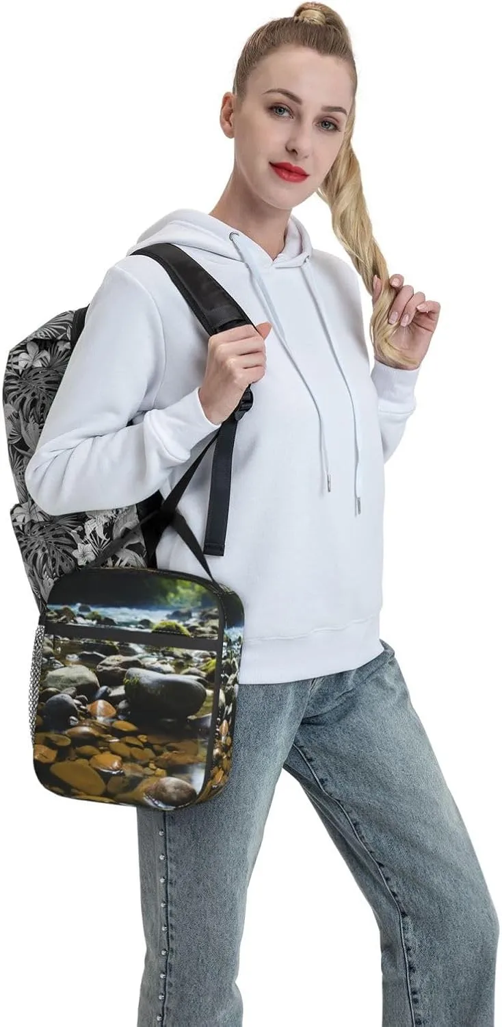 Lunch Bag Lunch Box for Women Men Insulated Lunch bag Stream stones Lunch Tote Bags for Work Office
