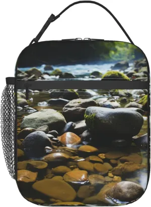Lunch Bag Lunch Box for Women Men Insulated Lunch bag Stream stones Lunch Tote Bags for Work Office