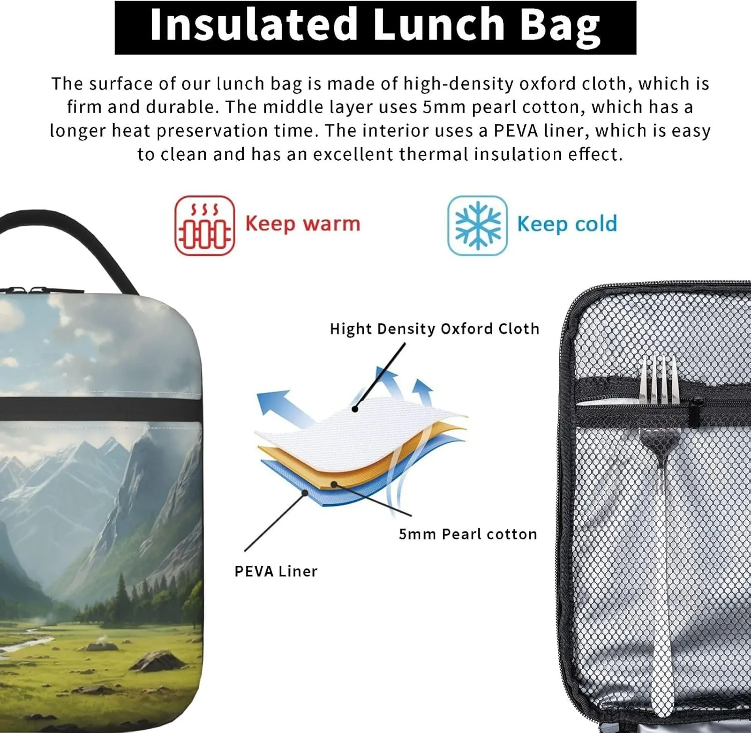 Lunch Bag Lunch Box For Women Men Reusable Insulated Lunch Tote Bag Valley Leakproof Cooler Bag Portable Cooler Lunch Container For Picnic Travel
