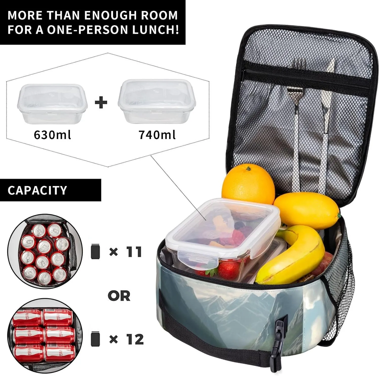 Lunch Bag Lunch Box For Women Men Reusable Insulated Lunch Tote Bag Valley Leakproof Cooler Bag Portable Cooler Lunch Container For Picnic Travel