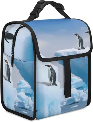 Lunch Bag Portable Lunch Tote, Penguins On The Iceberg Printed Insulated Lunch Bag for Men Women Food Container Reusable Lunch Box for Work Office Travel Camping Picnic