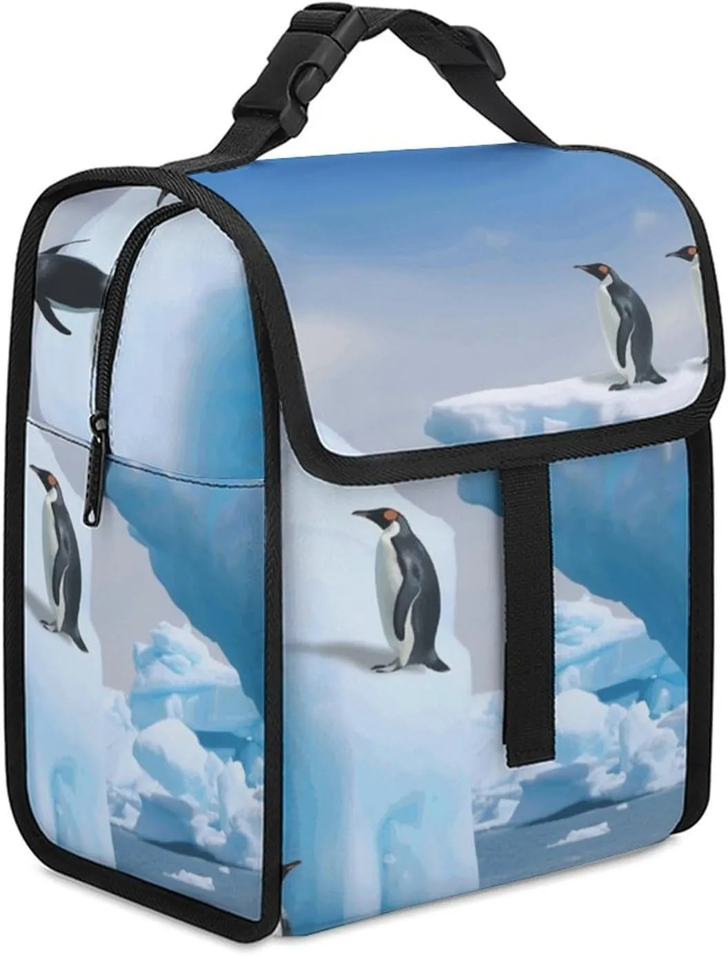 Lunch Bag Portable Lunch Tote, Penguins On The Iceberg Printed Insulated Lunch Bag for Men Women Food Container Reusable Lunch Box for Work Office Travel Camping Picnic