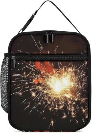 Lunch Bag Reusable Insulated Lunch Box for Women Men Leakproof Cooler Bag Explosion Firework Portable Lunchbox Adults Small Lunch Tote Bag for Office Work Picnic Travel