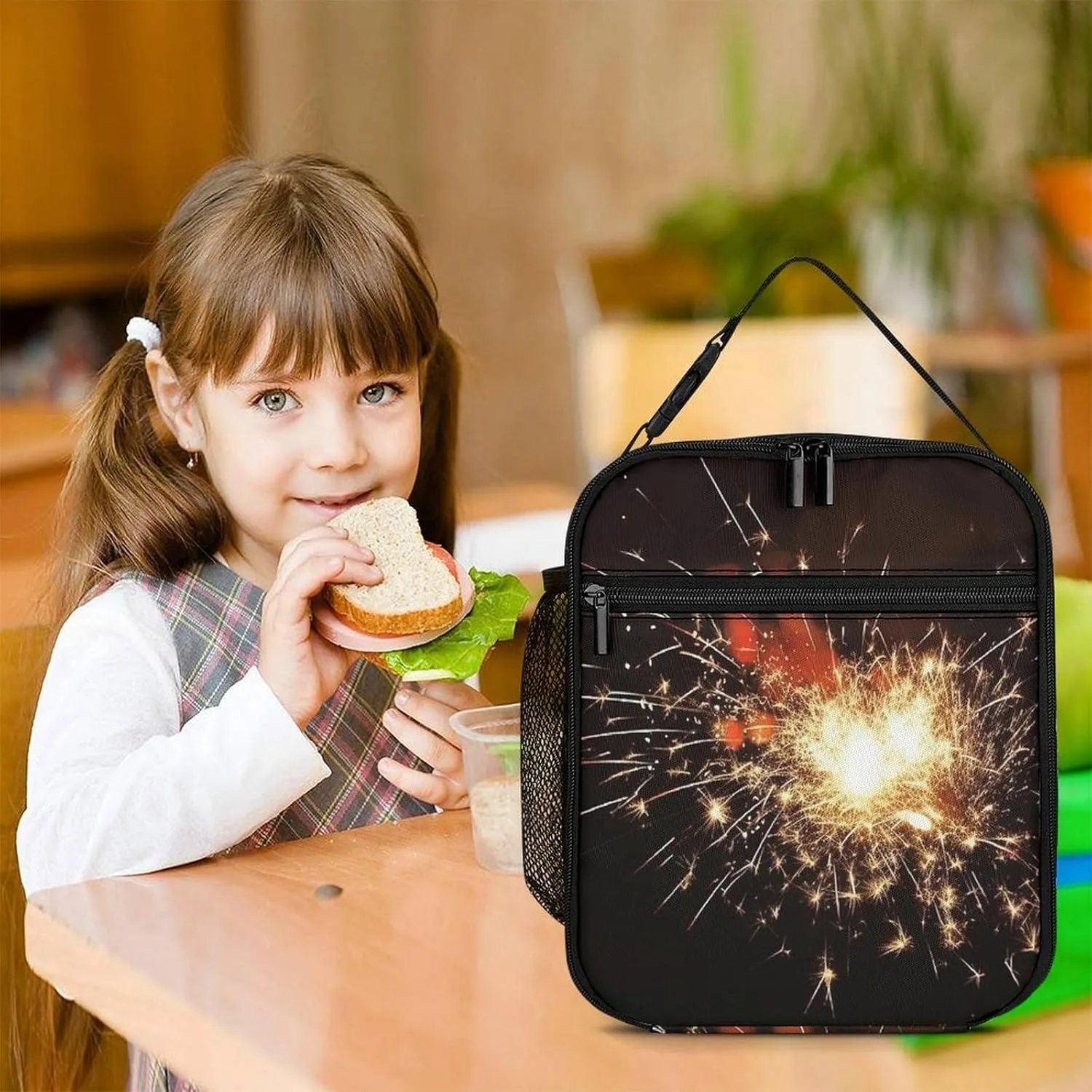 Lunch Bag Reusable Insulated Lunch Box for Women Men Leakproof Cooler Bag Explosion Firework Portable Lunchbox Adults Small Lunch Tote Bag for Office Work Picnic Travel