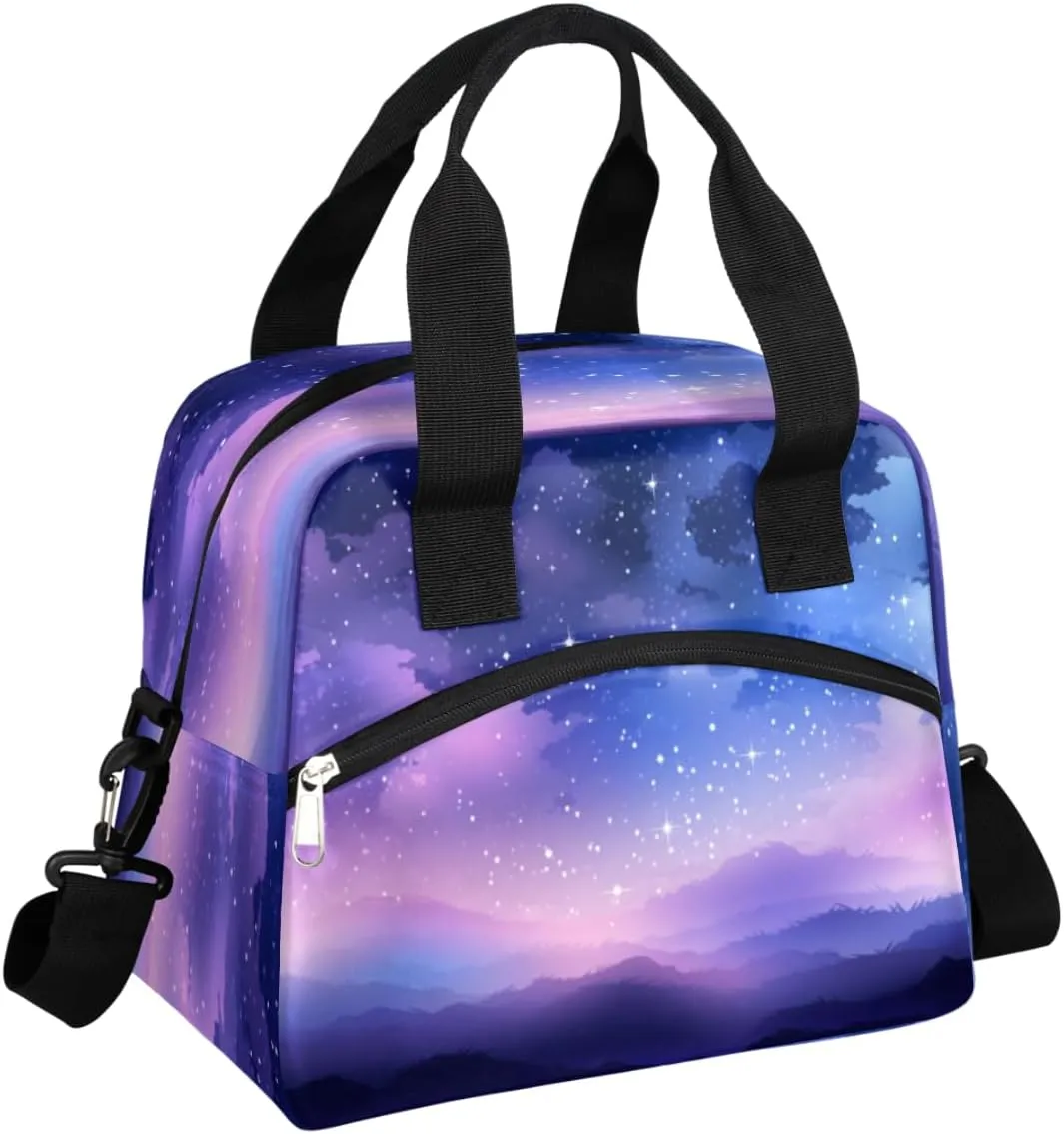 Lunch Bag Women Galaxy Sky Insulated Lunch Bag Men Lunch Box Waterproof Thermal Cooler Tote Bags with Shoulder Strap Nebula Explosion Lunch Tote Bag for Work, Picnic, Travel for Adult