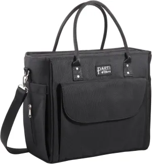 Lunch Box Lunch Bag for Women, Insulated Lunch Cooler Tote Shoulder Bags 16.8L Large Capacity Wide Open Leakproof 4-Layers Thermal Lunch Pail Loncheras para Mujer Shopping Work Bag, Black