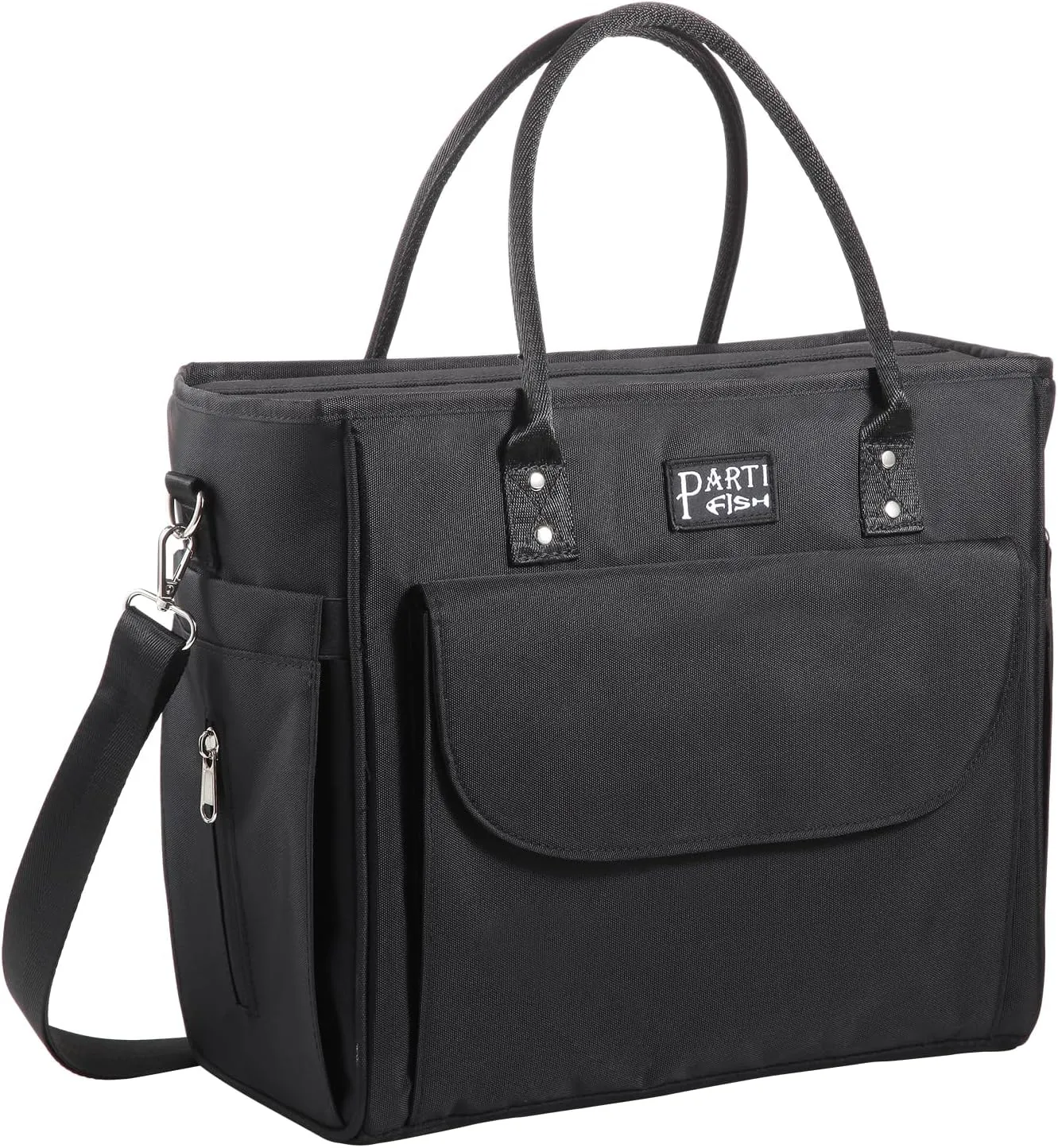 Lunch Box Lunch Bag for Women, Insulated Lunch Cooler Tote Shoulder Bags 16.8L Large Capacity Wide Open Leakproof 4-Layers Thermal Lunch Pail Loncheras para Mujer Shopping Work Bag, Black