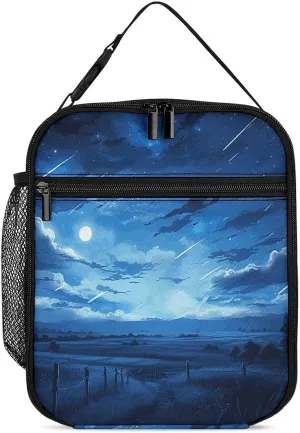 Lunch Box Lunch Bag for Women Men Large Capacity Lunchbox Rural Blue Moon Insulated Lunch Tote Bag