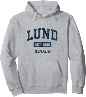 Lund Nevada NV Vintage Sports Established Navy Design Pullover Hoodie