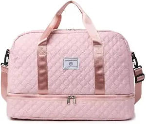 Luxury Large Capacity Duffel Bag: Versatile Shoulder & Crossbody Tote with Dry-Wet Separation and Dual Side Pockets - Stylish Green & Pink for Travel & Gym (Pink)
