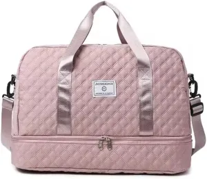 Luxury Large Capacity Duffel Bag: Versatile Shoulder & Crossbody Tote with Dry-Wet Separation and Dual Side Pockets - Stylish Green & Pink for Travel & Gym (Soft Pink)