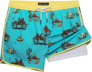 maamgic Mens Short 80s 90s Vintage 5.5" Swim Trunks Swimsuits Board Shorts Compression Liner Quick Dry 2 in 1 Beach Swimwear