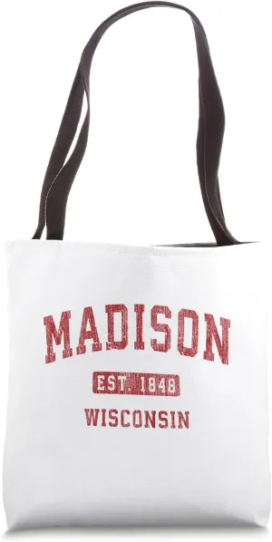 Madison Wisconsin WI Vintage Athletic Sports Design Tote Bag