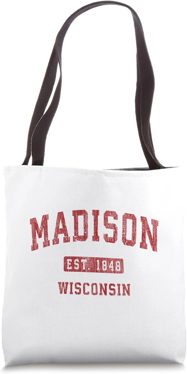 Madison Wisconsin WI Vintage Athletic Sports Design Tote Bag