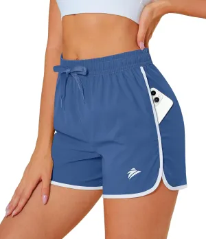 MAGCOMSEN Women's Athletic Shorts with Pockets Quick Dry Lightweight 3.5" Running Gym Workout Shorts Hiking Sport
