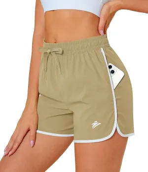 MAGCOMSEN Women's Athletic Shorts with Pockets Quick Dry Lightweight 3.5" Running Gym Workout Shorts Hiking Sport