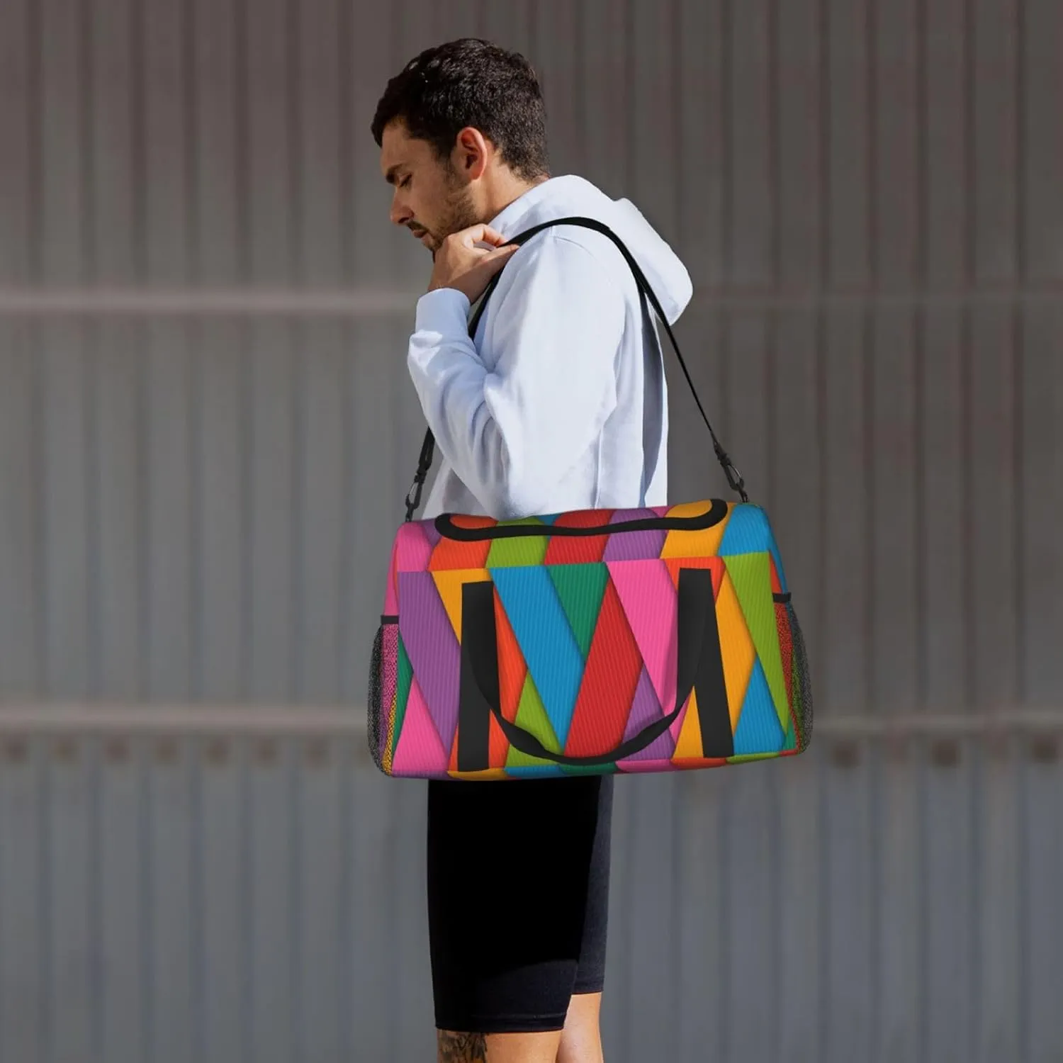 Magenta Fabric Travel Duffel Bag Large Foldable Waterproof Overnight Bag For Beach Swim Bags Pool Sports Gym
