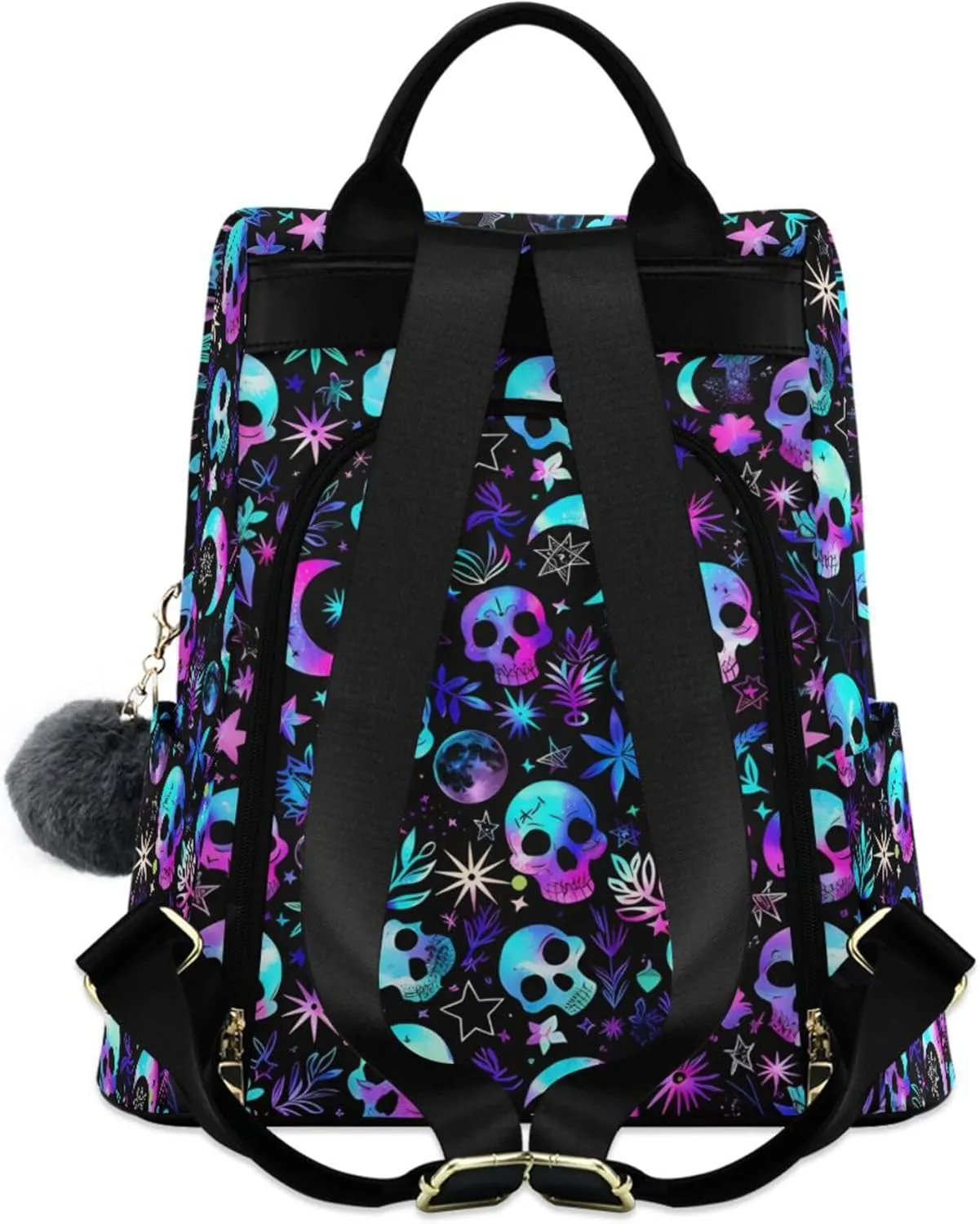 Magic Skull Backpack Purse for Women - Nylon Anti-Theft Travel Backpack, Fashionable Shoulder Bag for Daily Use