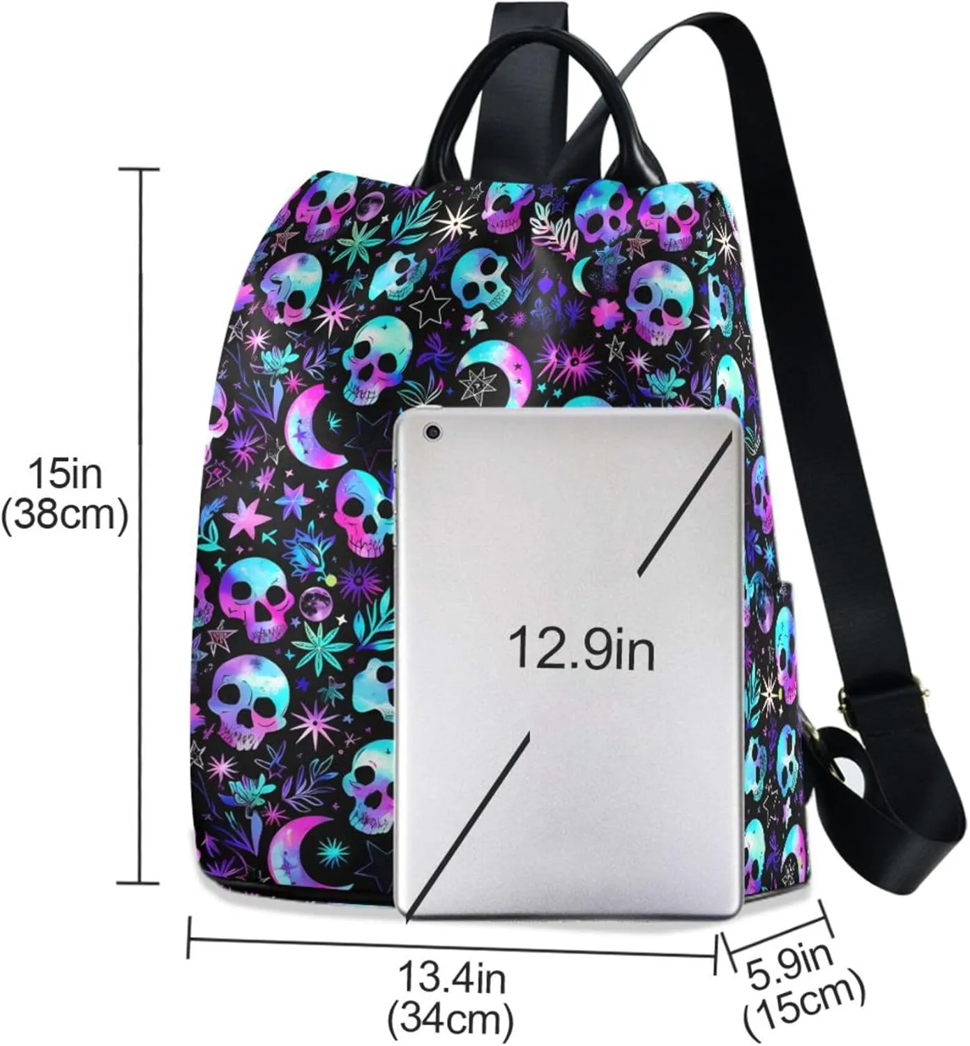 Magic Skull Backpack Purse for Women - Nylon Anti-Theft Travel Backpack, Fashionable Shoulder Bag for Daily Use
