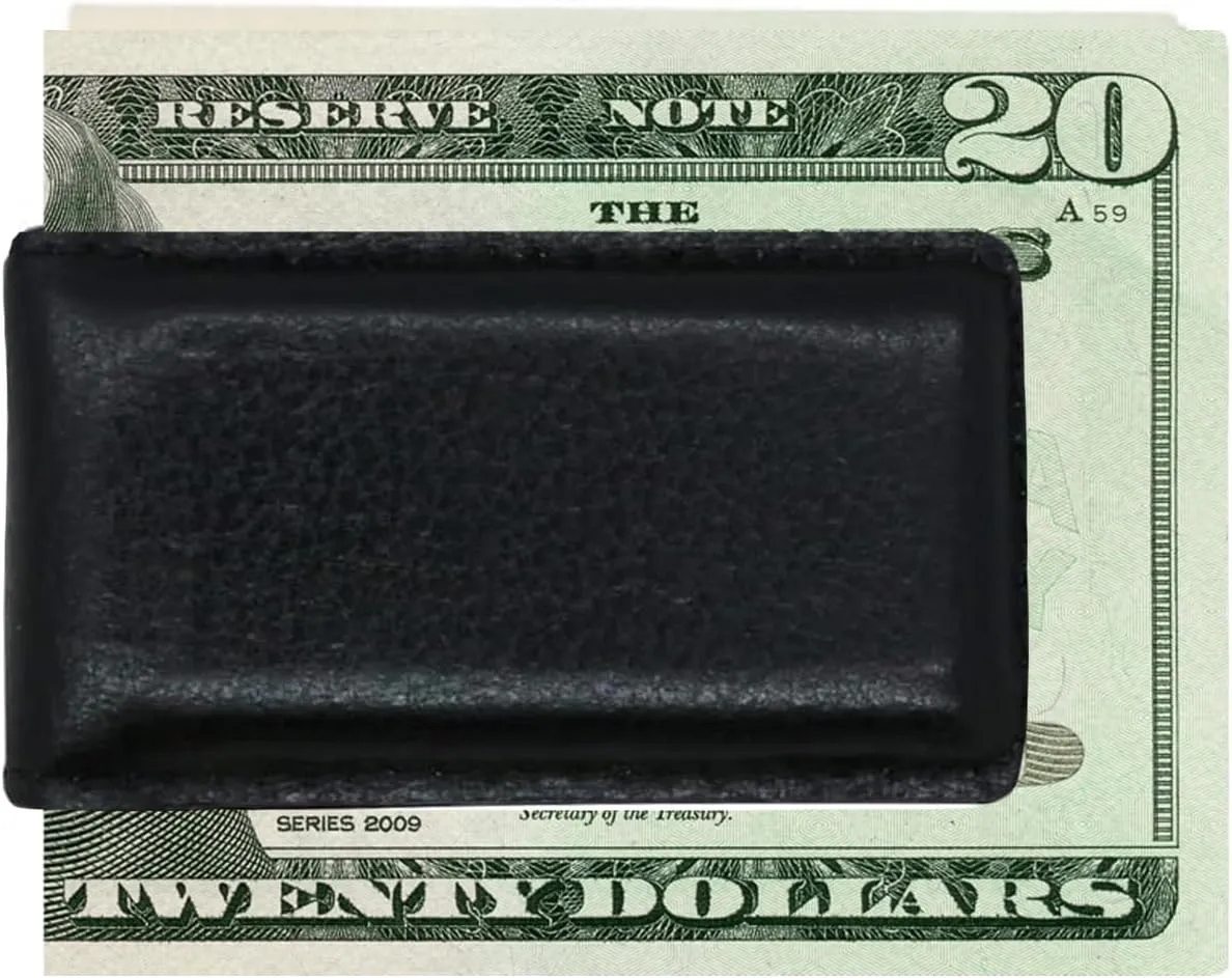 Magnetic Money Clip for Men Genuine Leather Money Clip for Men with 2 Strong Shielded Magnets | Minimalist, Slim Money Clip Holds 10 to 12 Bills