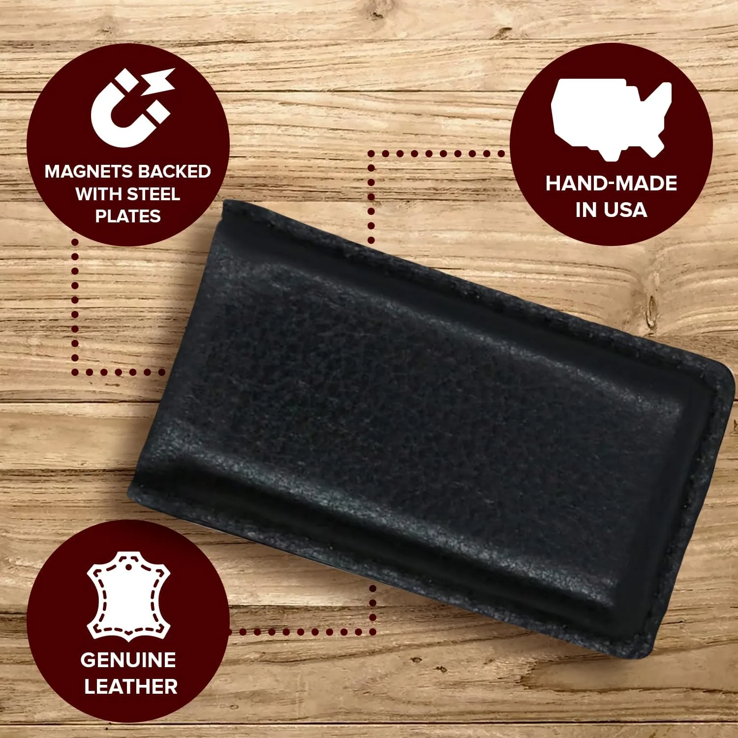 Magnetic Money Clip for Men Genuine Leather Money Clip for Men with 2 Strong Shielded Magnets | Minimalist, Slim Money Clip Holds 10 to 12 Bills