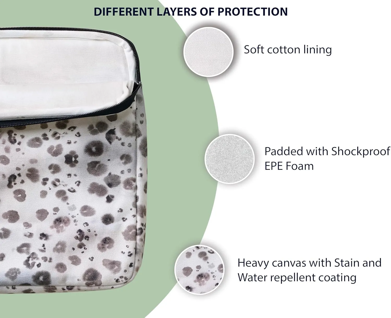 Maison d'Hermine Laptop Bag upto 13.5 inch Stain and water repellent Cotton canvas - Cheeta