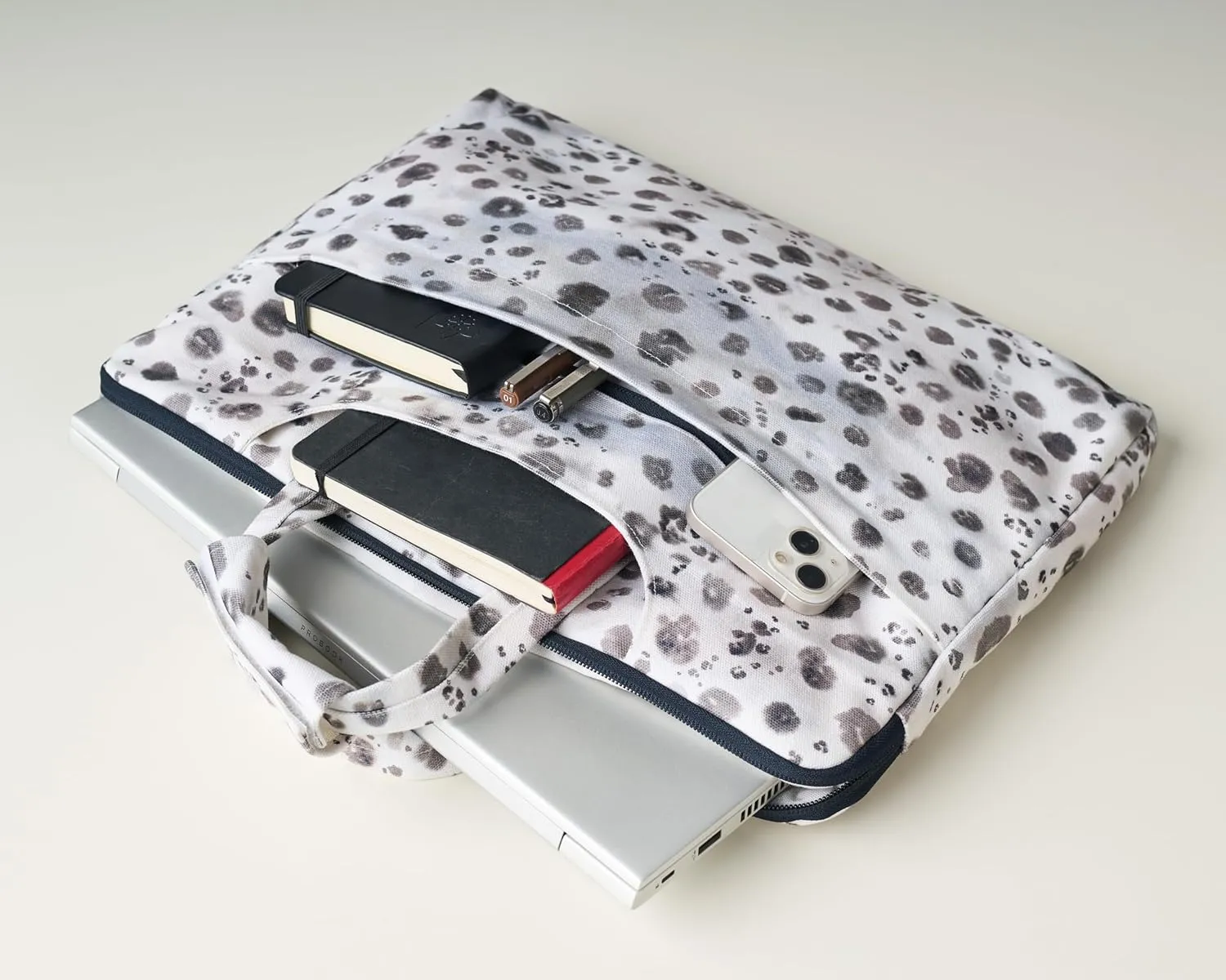 Maison d'Hermine Laptop Bag upto 13.5 inch Stain and water repellent Cotton canvas - Cheeta