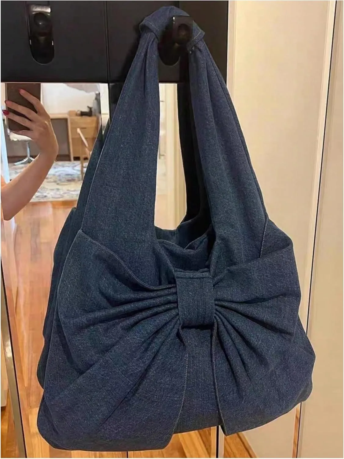 MakeMeChic Women's Bow Knot Tote Handbags Top Handle Shopping Underarm Bag Purse