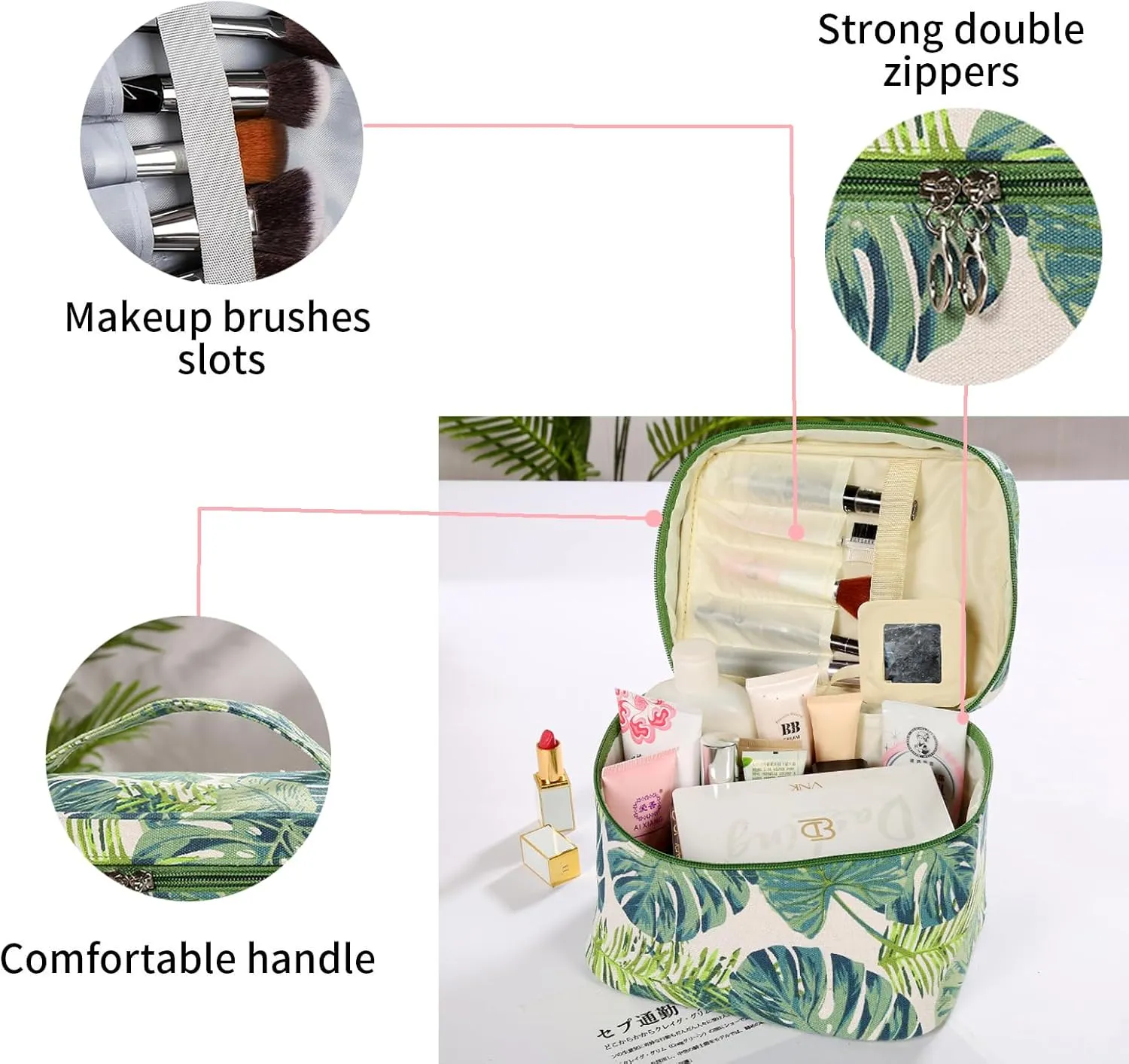 Makeup Bag 4 Pcs Cosmetic Bag Set Portable Travel Cosmetic Bag Multifunction Organizer Storage Bag Toiletry Bag forWomen and Girls (GREEN2)