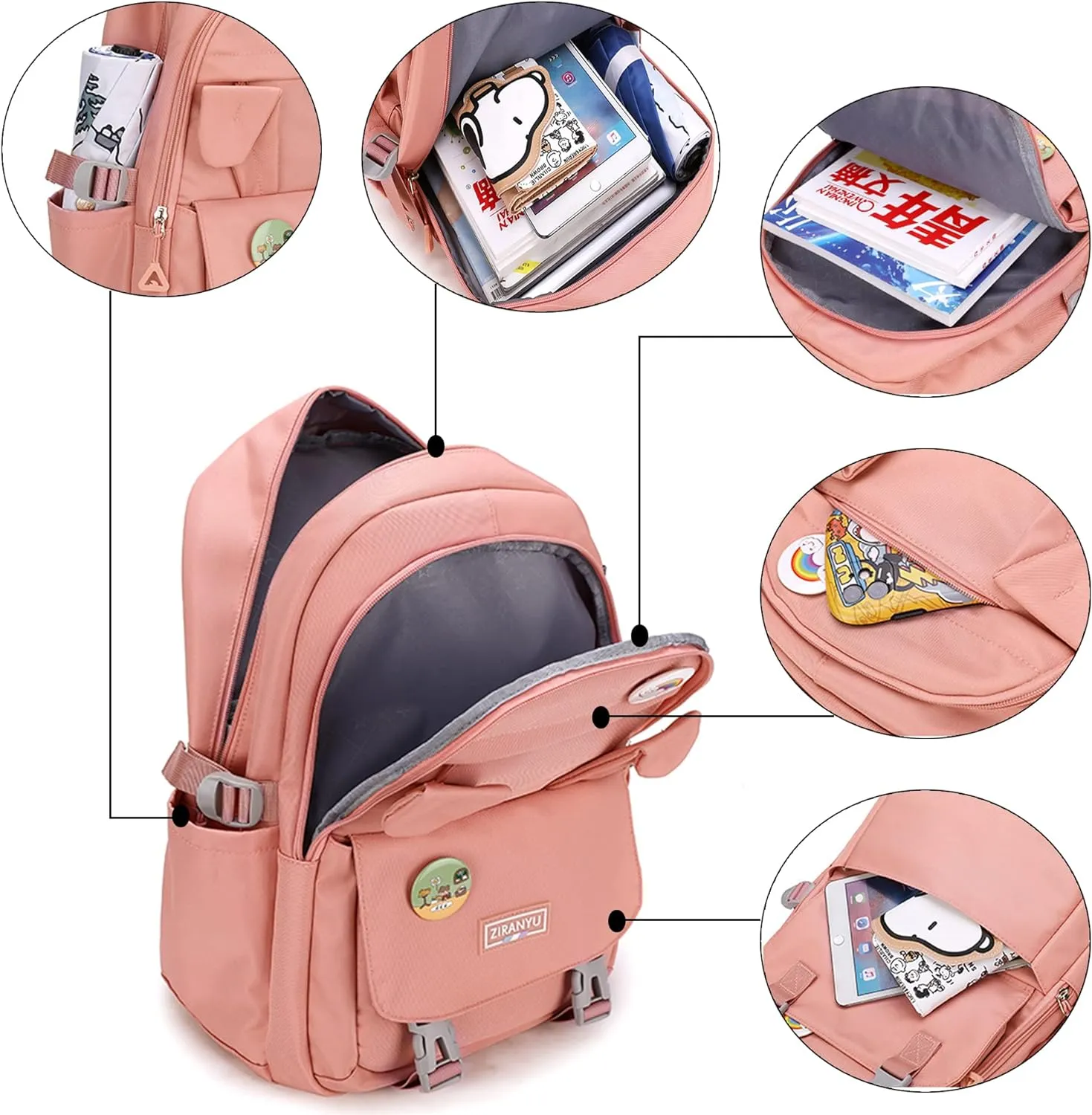 Makukke School Backpack for Women, Laptop Backpack 15.6 Inch College School Bag Anti Theft Travel Daypack Bookbag for Girls,Black