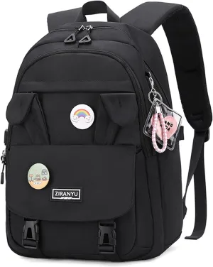Makukke School Backpack for Women, Laptop Backpack 15.6 Inch College School Bag Anti Theft Travel Daypack Bookbag for Girls,Black