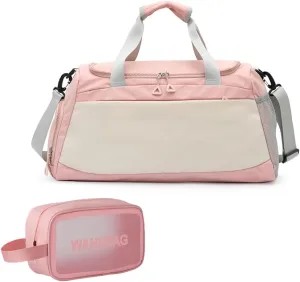 Male/Female Universal Gym Bag,Waterproof Sports Handbag,Dry Wet Separate Weekender Travel Duffel Bag with Shoes Compartment,for Swimming,Yoga,Gym,Travel,Exercise etc. (Pink)