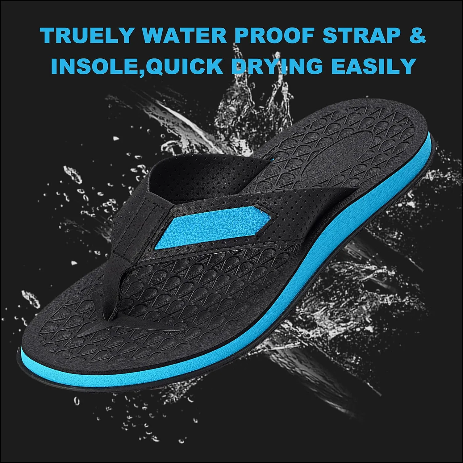 MALIDA Mens Flip Flops Non-Slip Bathroom Shower Shoes Cushion foam Indoor and Outdoor Thong Sandals