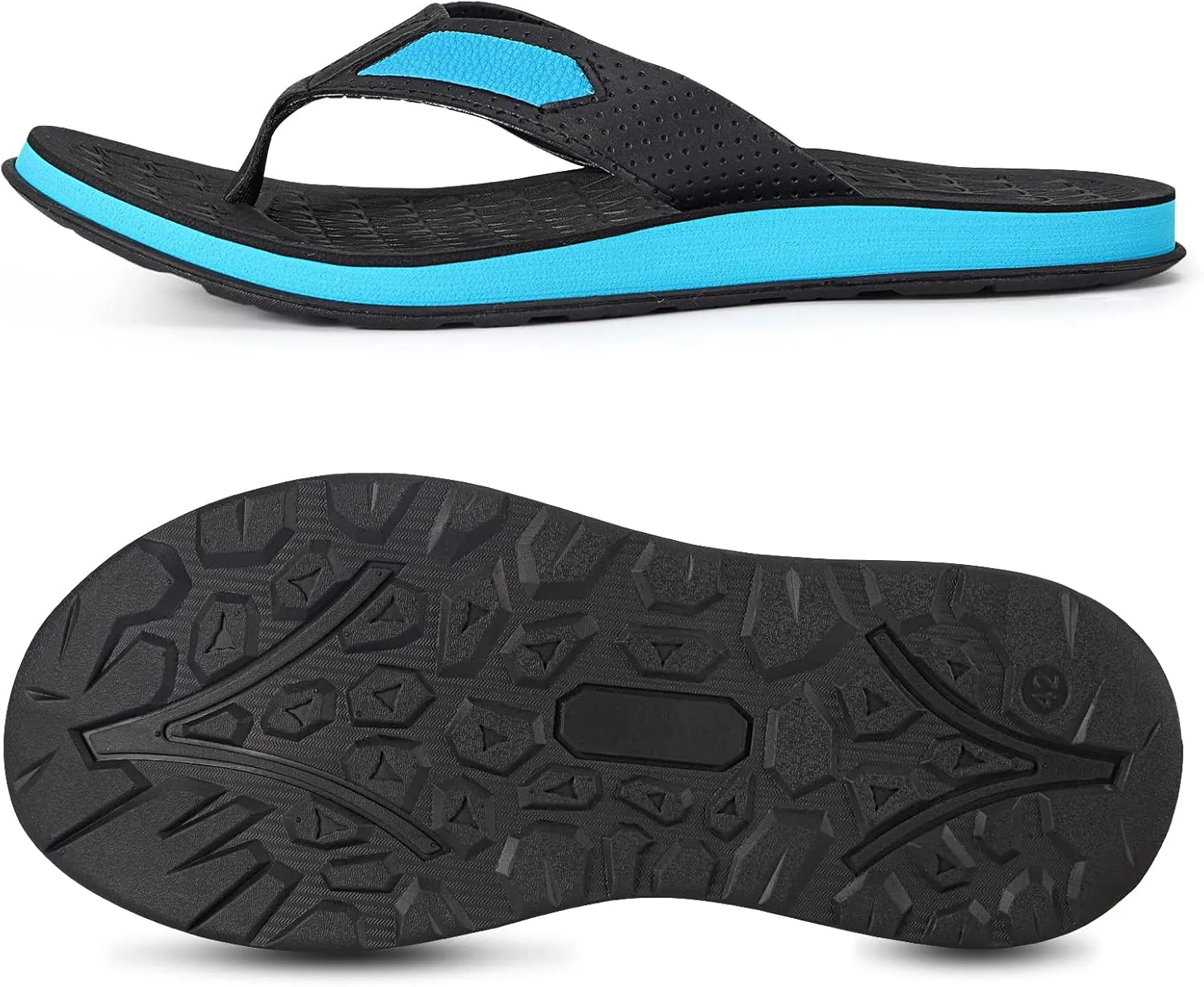 MALIDA Mens Flip Flops Non-Slip Bathroom Shower Shoes Cushion foam Indoor and Outdoor Thong Sandals