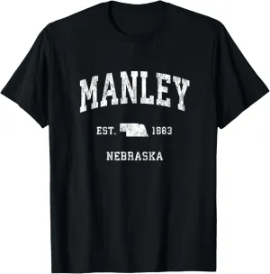 Manley Nebraska NE Vintage Athletic Sports Design T-Shirt