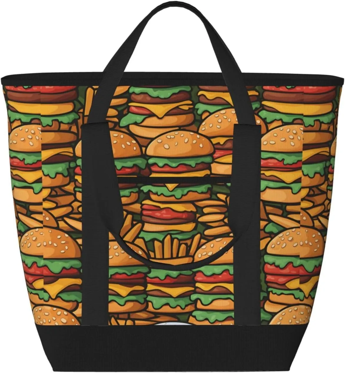 Many Cute Burgers Large Capacity Insulated Shoulder Bag For Picnic Camping Travel Shopping Food Transportation