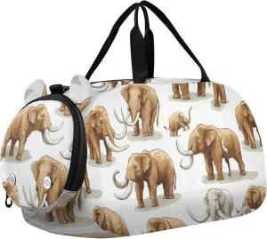 Many Mammoths Elephants Sports Duffle Bag for Teens Girls Boys, Gym Bag with Shoe Compartment, Kids Travel Overnight Weekender Shoulder Bag