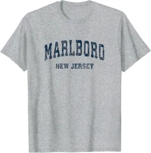 Marlboro New Jersey NJ Vintage Varsity Sports Navy Design T-Shirt