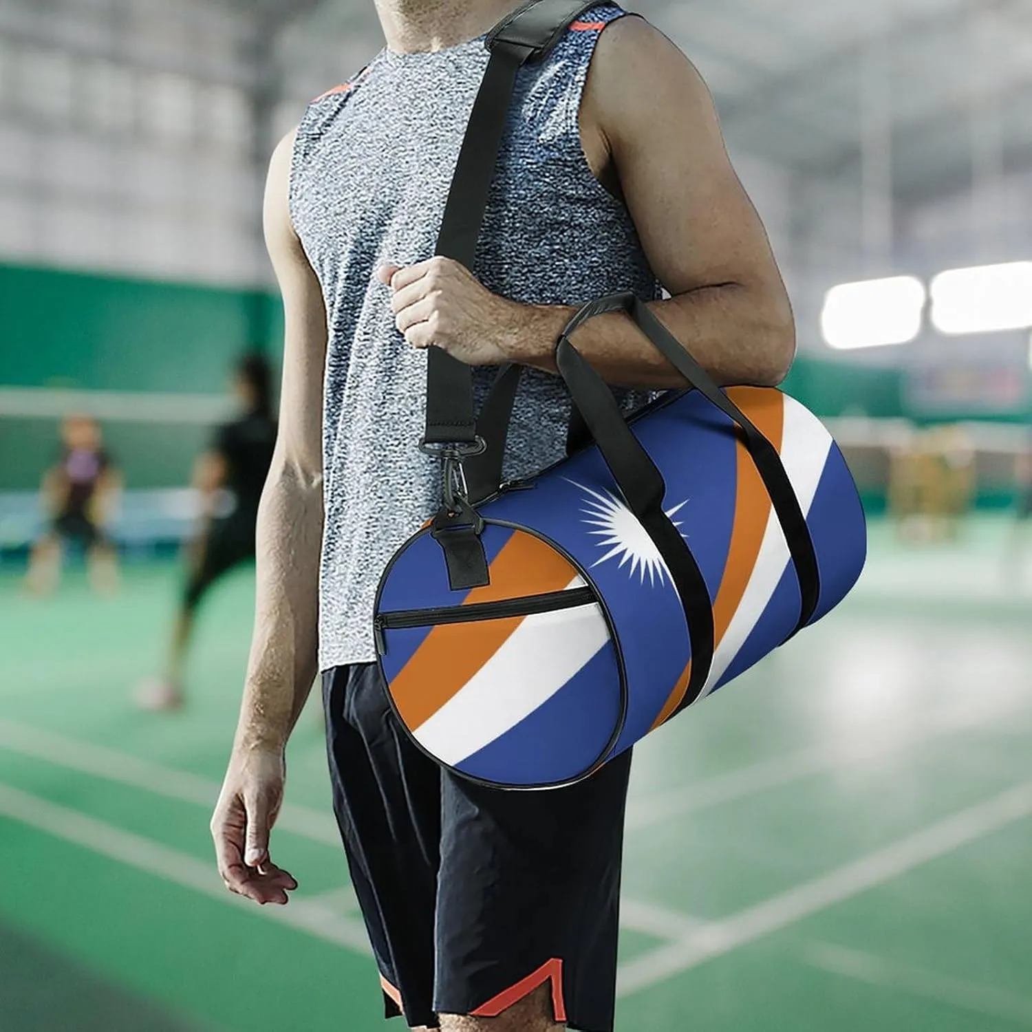 Marshall Lslands Flag Large Gym Duffel Bag Dry Wet Separation for Men Women Travel Workout
