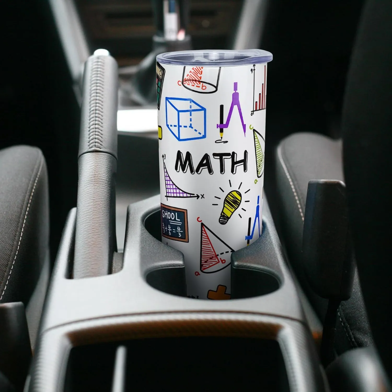 Math Teacher Gift Mug Tumbler Cup for Women Men - 20 Oz Stainless Steel Insulated Water Bottle With Lid and Straw